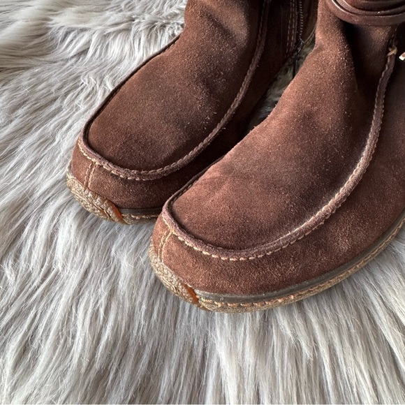 Timberland Brown Suede Leather Shearling Tall Boots - Picture 4 of 8